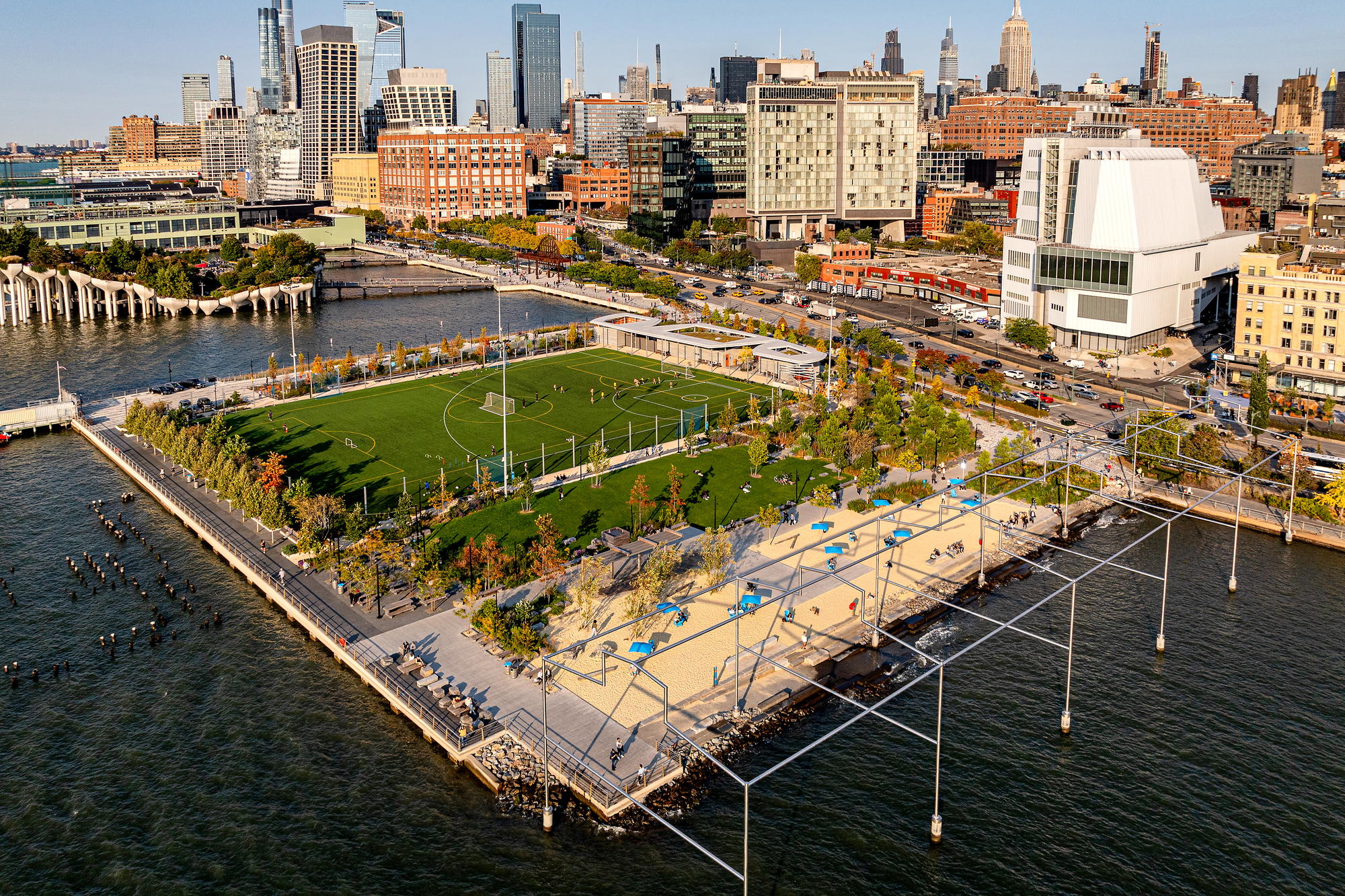 Gansevoort Peninsula field and park aerial
